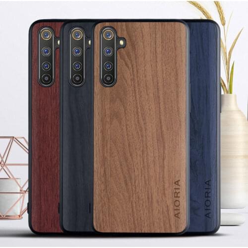 Wooden Like case for OPPO Realme 6 TPU+PC + wood PU leather skin covers coque fundas for OPPO Realme 6 Pro