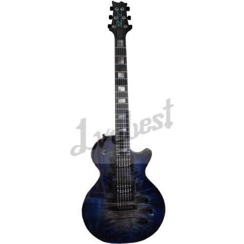 Customized body&headstock shape electric guitar,own logo belly cut &heel shaved,natual binding,body top same color as back
