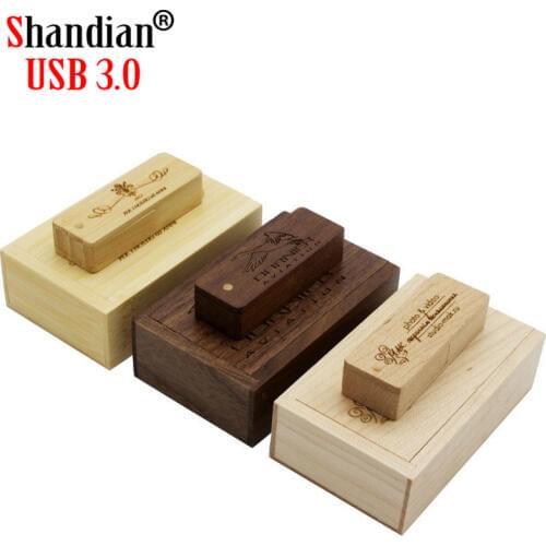 SHANDIAN USB 3.0 1PCS free logo Wooden saber usb+box usb flash drive Memory stick pendrive 4GB 16GB 32GB 64G photography gift