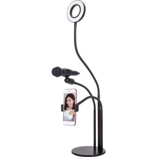 Selfie Ring Light w/Cell Phone Holder Stand Mini LED Camera Lighting Flexible Arms Compatible iPhone/Android Live Stream Makeup