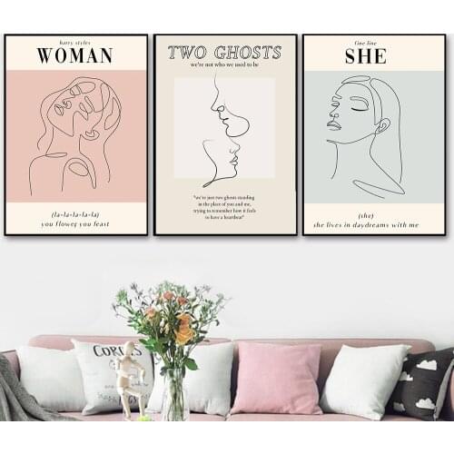 Minimalist Abstract Lines Women Canvas Painting Wall Art Nordic Posters and Prints Wall Pictures for Living Room Decoration