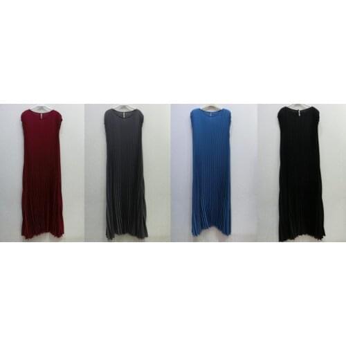 Fashion Big plait fold loose dress with short sleeves pleated long dress IN STOCK