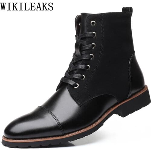 Fashion Men Leather Boots Plus Size 47 48 Designer Winter Boots Men Casual Shoes Brand Snow Boots Men Designer Shoes Black Dress