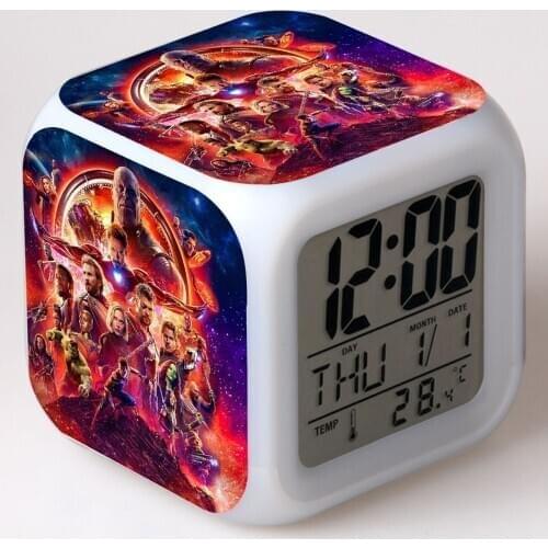 Avengers alarm clock creative gift alarm clock kids alarm clock cute digital alarm clock Plastic LED Square Single Face