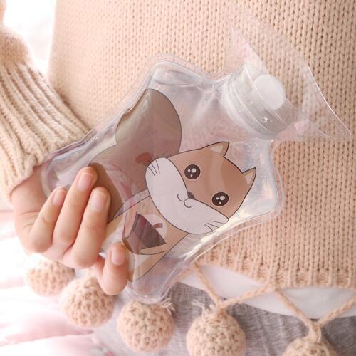 Cartoon Hand Po Warm Water Bottle Cute Mini Transparent Hot Water Bottles Small Portable Hand Warmer Water Injection Storage Bag