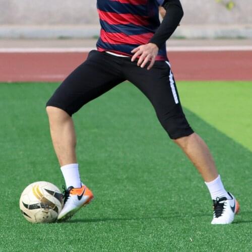 Mens 3/4 Football pants Shorts Cotton Tracksuit Shorts Gym Jogger Training Shorts with Zip Pockets