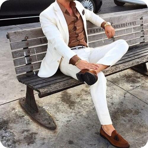 White Men Suits Wedding Suits Bridegroom Groom Custom Tuxedos Best Man Blazer Prom Slim Fit Casual 2piece Costume Homme Mariage