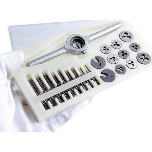 31PCS Fine Tap and Die Set Metric M1 M1.1 M1.2 M1.4 M1.6 M1.8 M2 M2.2 M2.5 Tap And Die Set Metric, M1 to M2.5, Hardened