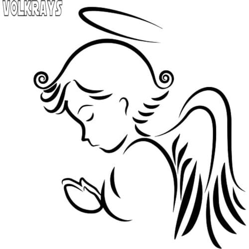 Volkrays lovely Car Sticker Angel Wings Room Accessories reflective waterproof sunscreen Vinyl Decal Black/Silver,15cm*13cm