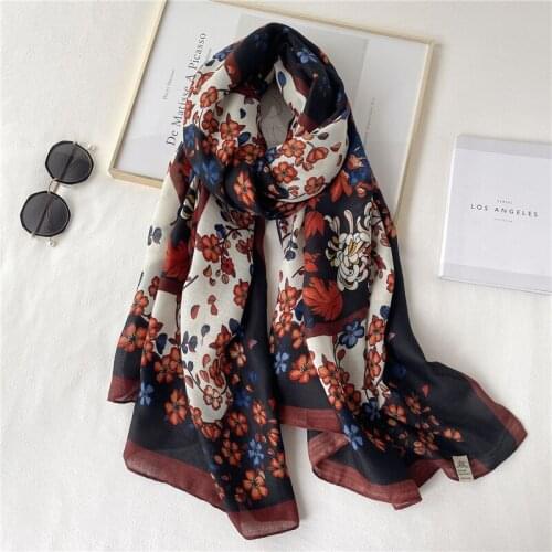 Muslim Headband 2021 New Brand Warm Scarf Women Luxury Print Cotton Winter Autumn Shawl Wrap Bandana Female Neck Hijab Foulard