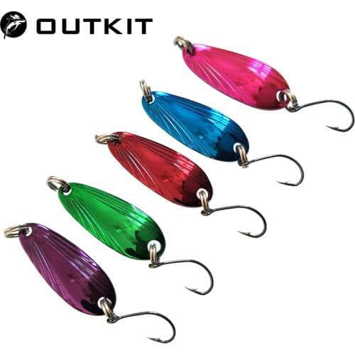 OUTKIT 3.3cm 3.5g artificial spoon lures hard bait spinner bait multicolor 5pcs/lot fishing spoon lure trout lure bass lure