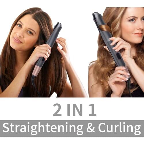 VIP 2 in 1 Pro Gold Titanium Flat Iron Twist Hair Curling & Straightener Irons