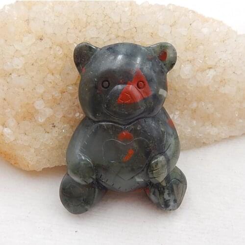 Birthday Gift,Natural Carved panda Blood Stone Cabochon,Fashion Cabochon Jewelry 56x43x17mm,57g
