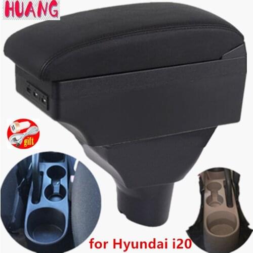 For Hyundai i20 car armrest leather arm rest usb storage box ABS center console accessories interior parts automobile 2011