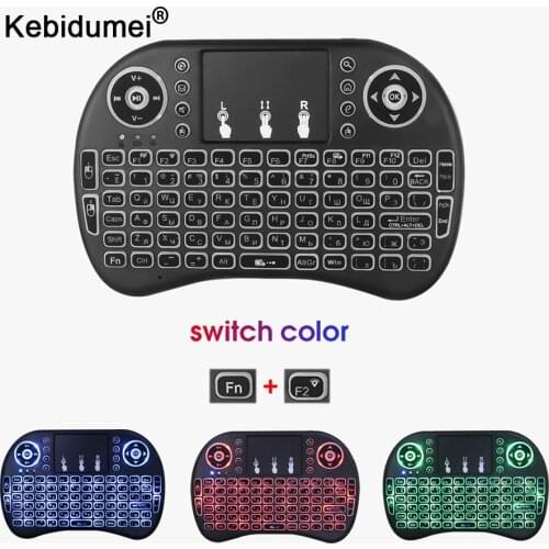 Backlit i8 Mini Russian Wireless Keyboard Mouse 2.4ghz USB Keyboard for Laptop TV Russian English With Touchpad Lithium Battery