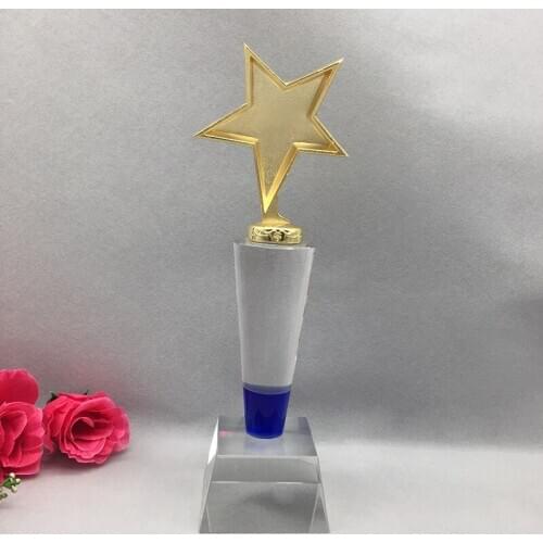 Build All Kinds of Organic Glass Trophy Acrylic Crystal Trophy Metal Five-Pointed Star Gold Beautiful Technology Processing