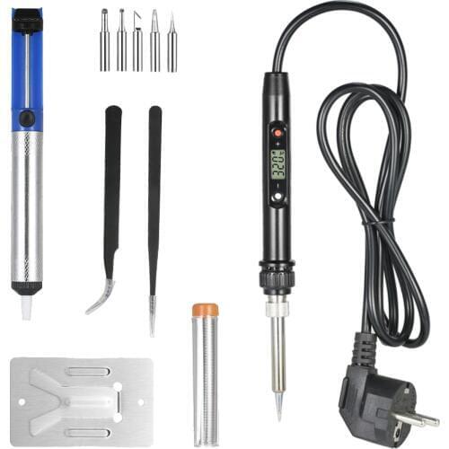 80W Professional Electric Soldering Iron LCD Digital Temperature Adjustable Welding Solder Repair Tools Heat Pencil AC 220V EU