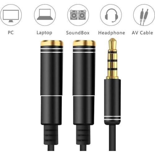 3.5 mm Headphone Earphone Audio Cable Distributor Cable Female Splitter Micphone Y to Connected male Adapter 1 Laptop to Co I7A9