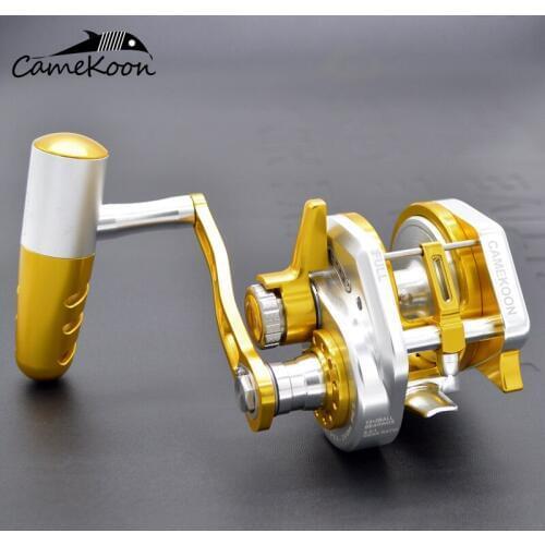 CAMEKOON Aluminum CNC Machined Saltwater Reel Left Right Hand Jigging Reel Max Drag 35kg Deep-Sea Trolling Fishing Reel Pesca