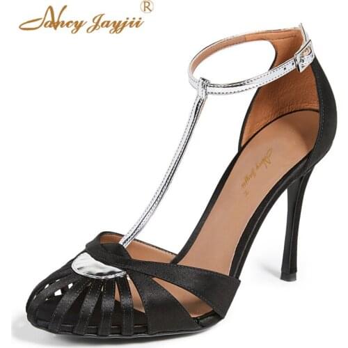 Satin Mixed Colors T-strap Women Sandal Female Shoes Super High Thin heels Ankle Wrap Fashion Leisure Novelty Nancyjayjii 2019