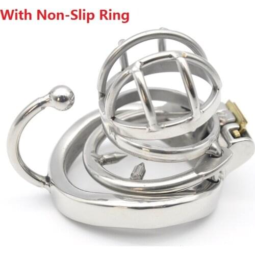 Dormant Lock Design Super Short Male Stainless Steel Cock Cage W Penis Non-Slip Ring Chastity Belt Device BDSM Sex Toy C273