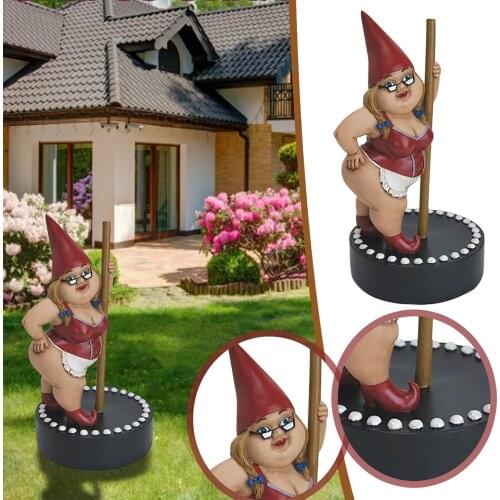 Garden Pole Dancing Gnome Ornament Resin Gnome Statues Indoor Outdoor Home Decor Desktop Ornaments Gift