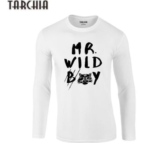 TARCHIA 2021 Fun Autumn Print Shirt Homme Slim Fit Mr Wild Boy Fashion Brand Mens T-Shirt New Cotton Tops Men Tee Long Sleeve