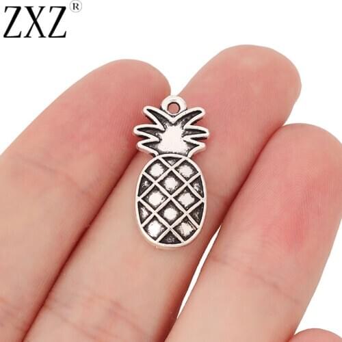 ZXZ 20pcs Tibetan Silver Pineapple Fruit Charms Pendants Beads for Necklace Bracelet DIY Jewelry Making Findings 24x12mm