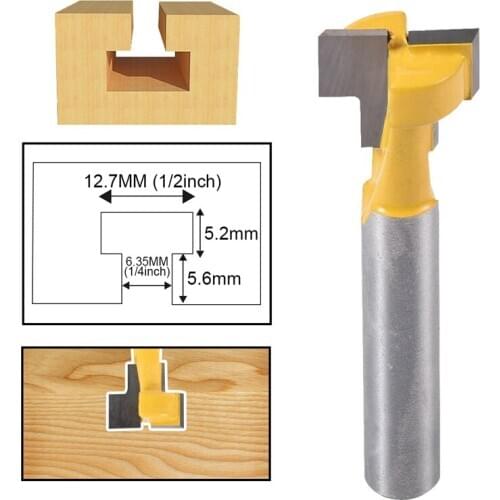 1pcs T-Slot Router Bit 1/4" Shank 1/2" Blade Width Router Bits For Wood Carbide Alloy High Quaity lT-Slot Milling Cutter 46mm
