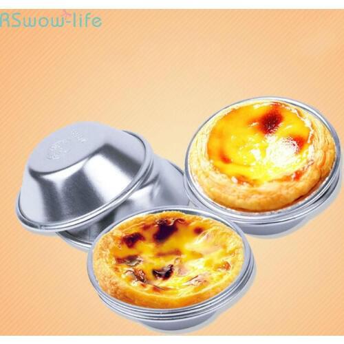 10PCS Reusable Aluminum Alloy Baking Mould Portuguese Egg Tart Cup Foil Pudding Cup Used Repeatedly Kitchen Tool DIY Homemade
