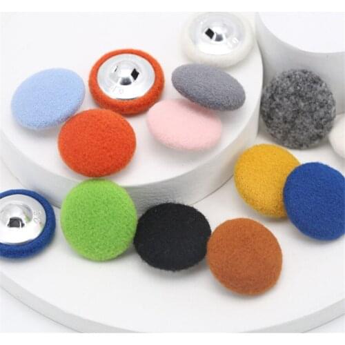 10Pcs Plush Round Buttons Wrap Cloth Buttons DIY Craft Supplies Earrings Decor Materials Clothing Sewing Accessories Ornaments