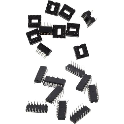 10 x 8 Pin DIP IC Sockets Adaptor Solder Type Socket & 10 x LM324N Low Power Quad DIP-14 Operational Amplifier