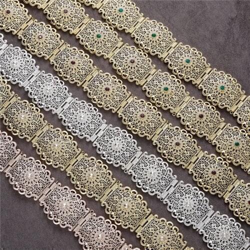 2021 Jul Moroccan Algeria Chic Caftan wedding gold and silver color Metal Luxury belt for Women Belt Chain Adjustable Length