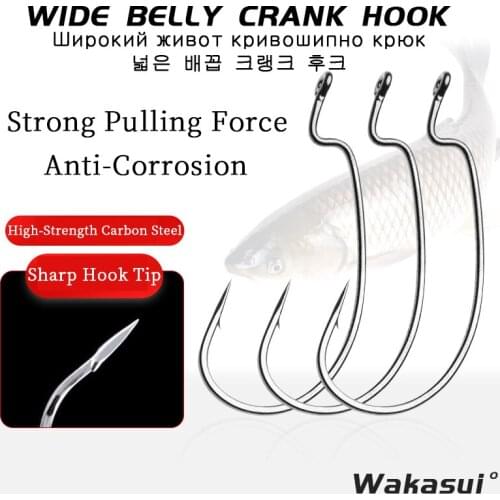 2021New 10pcs Set Fishing Soft Worm Hooks High Carbon Steel Wide Super Lock Fishhooks Soft Sea Bass Bait Tackle Accessories