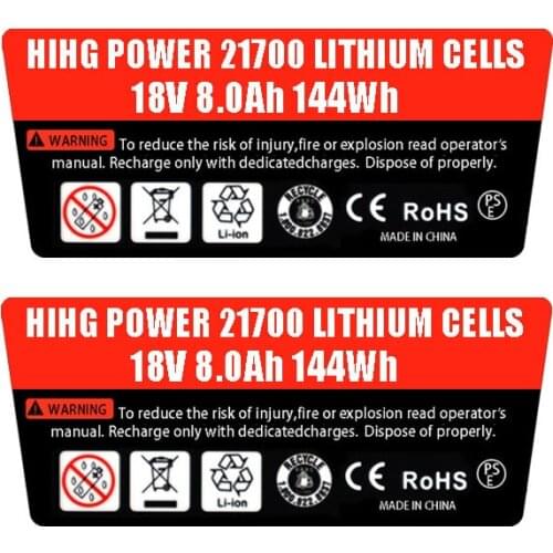 21700 BAT618 10 Core Li-ion Battery 8.0Ah Sticker For Bosch 18V Lithium Battery Label Accessories BAT610 BAT609 BAT618G
