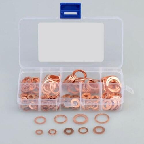 300pcs M5-M20 Copper Sealing Solid Gasket Washer Sump Plug Oil For Boat Crush Flat Seal Ring Tool Hardware Accessories