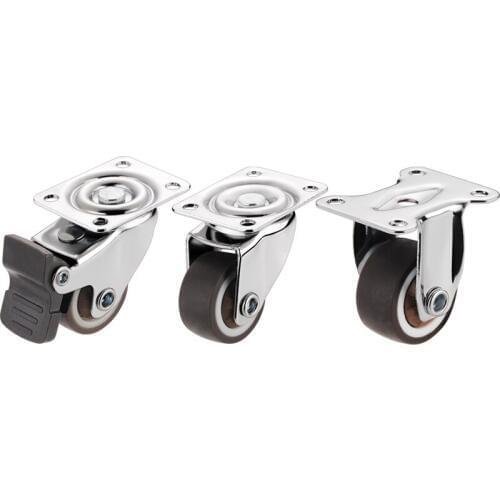 4 Pcs/Lot 1/1.25/1.5/2-inch Silent Wheel Universal Soft Rubber Directional Mini Furniture With Brake Steering Caster