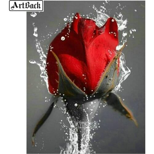 5d diamond painting red rose cross stitch full square / round resin diamond mosaic flower canvas art