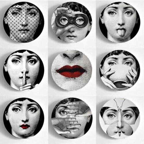 9 Pieces Decorative Plates Dishes 8 Inch Lady Face Decorative Wall Hanging Plates Porcelain Art Plates