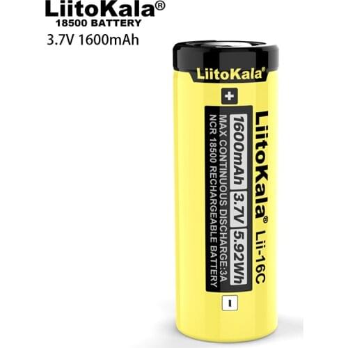 2021 LiitoKala New Lii-16C 18500 3.7V 1600mAh Rechargeable battery lithium ion battery for LED flashlight