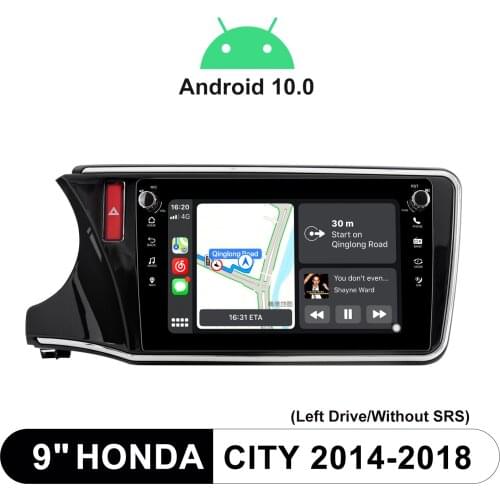 Android 10.0 9 Inch Screen Octa Core Car Radio Player With GPS And Backup Camera Fast Boot For Honda City 2014-2018（Left Drive