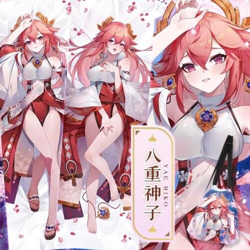 Anime Yaemiko Genshin Impact Sexy Cosplay Dakimakura 2WAY Hugging Body Pillow Case Otaku Pillow Cushion Cover Xmas Gifts SM