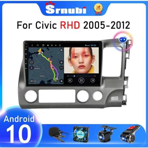 Srnubi Android 10 Carplay Auto Car Radio for Honda Civic RHD Right Hand Drive 2005 - 2012 Multimedia Player 2 Din GPS WiFi DVD