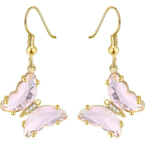 Piercing Earrings For Women 2020 Aesthetic Romantic Drop Earing Cubic Zirconia Butterfly Jewellry Korean Style Jewelry E133