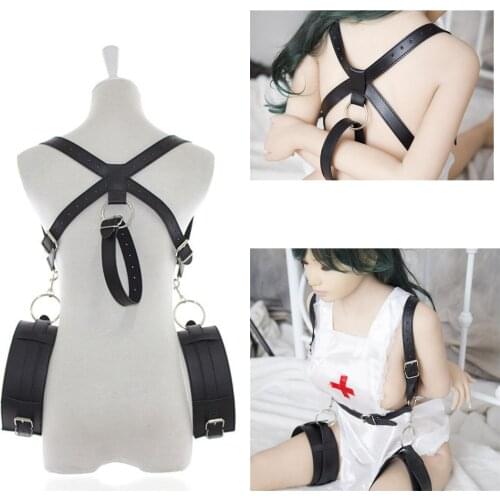 Thigh Restraint Straps Sling Leg Spreader Open Restraint Belt BDSM Bondage Harness with Wrist Cuffs Sex Aid Toys for Adults