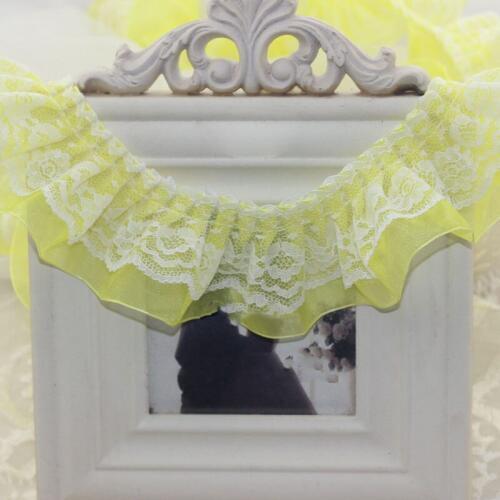 5CM Width Double-layer Fold Lace Trim DIY Handmade Ruffle Lace Fabric For Sewing Garment accessories Home Textile 5 Meters