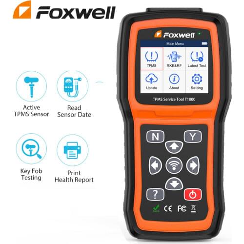 FOXWELL T1000 Tire Pressure Monitoring OBD2 Tires Sensors Activate Programming Diagnostic Tool TPMS Programmer Free Update