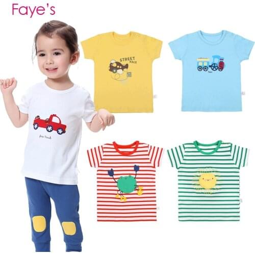 3M-24M Baby Boy T-shirts Pure Cotton Short Sleeve Print Tees Tops Kids Clothes Childrens Clothing