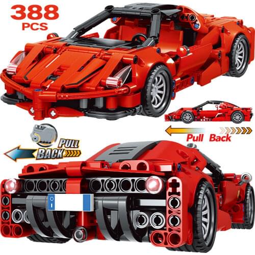 City Technical Pull Back Mechanical Supercar Building Blocks Racing Car Vehicle Model Bricks Educational Toys For Boys