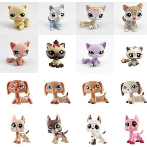 LPS toy cat cute toys old pet shop spaniel collie great dane mini short hair kitten husky dog rare figure collection